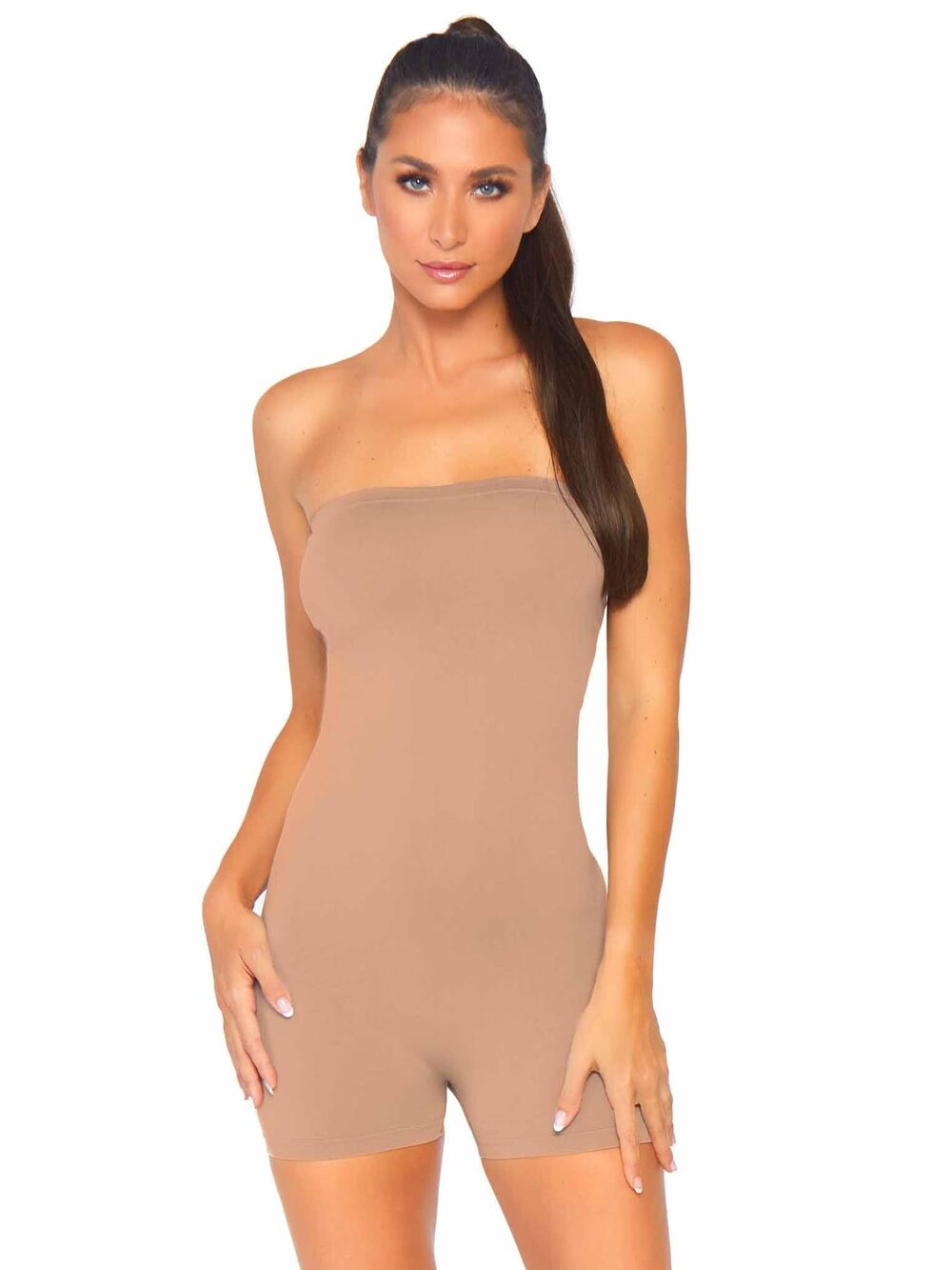 1476 Skin Tone Opaque Romper, Small/Medium